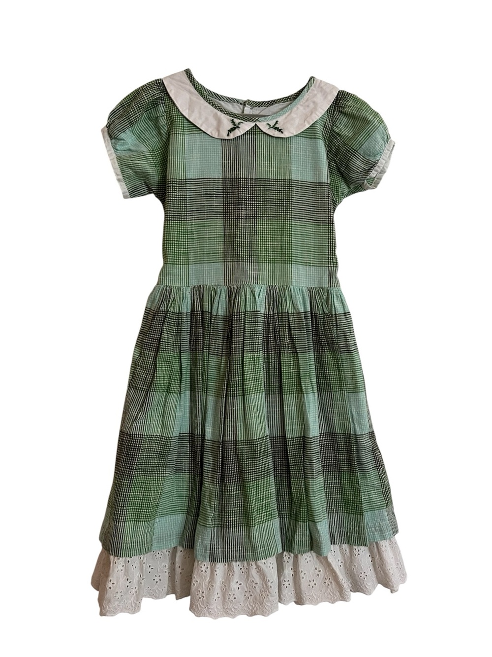 Well Dressed Wolf Green Plaid Dress with White Peter Pan Collar